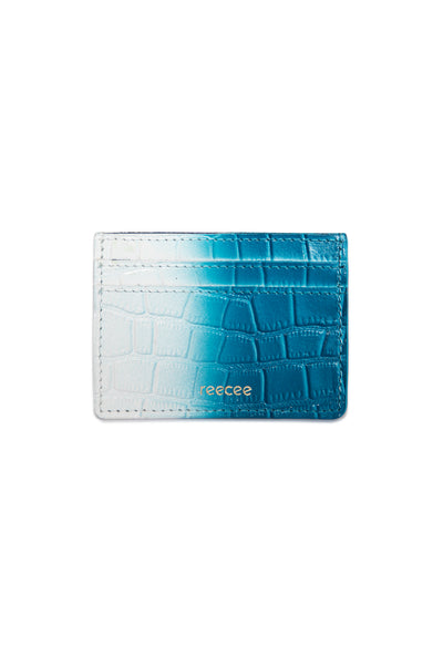 Ombre Blue Leather Card Holder Wallet