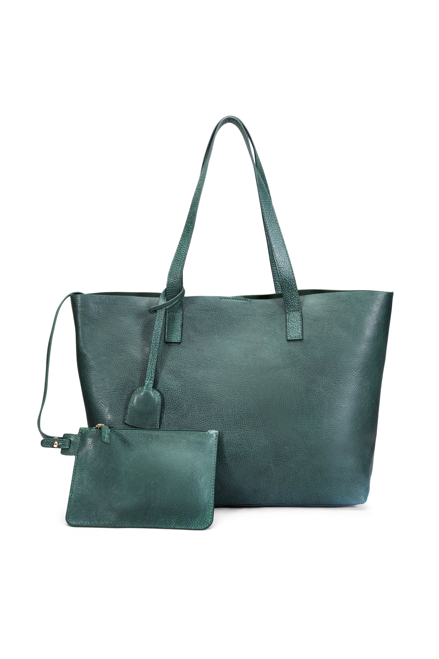 FOREST GREEN LEATHER TOTE BAG