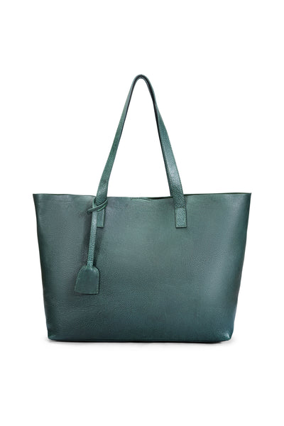 FOREST GREEN LEATHER TOTE BAG