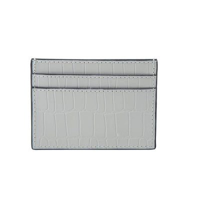Grey Leather Card Holder Wallet