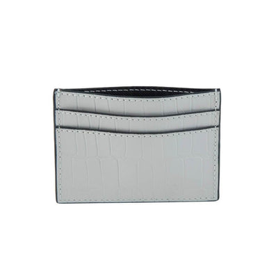 Grey Leather Card Holder Wallet